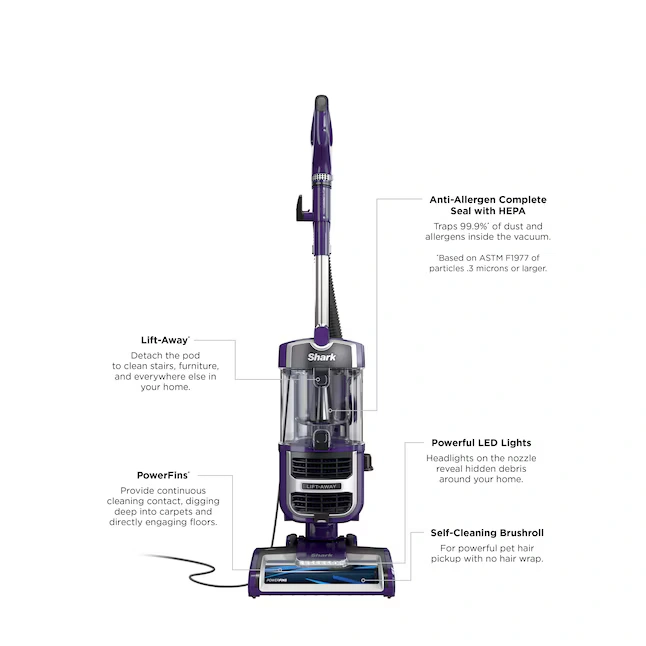 SHARK Lift-Away with Powerfins, Self-Cleaning Brushroll Bagless Pet Upright Vacuum Cleaner with HEPA Filter photo 11