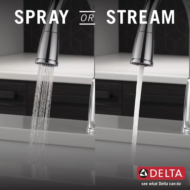 DELTA Classic Stainless Steel Single Handle Deck-mount Pull-down Kitchen Faucet with Sprayer photo 6