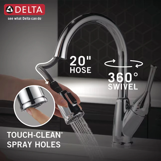 DELTA Classic Stainless Steel Single Handle Deck-mount Pull-down Kitchen Faucet with Sprayer photo 5