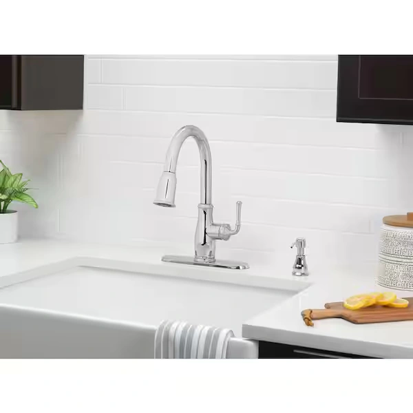 GLACIER BAY Kagan Chrome 15 in. H Pull Down Sprayer Kitchen Faucet with 360° Swivel Spout photo 2