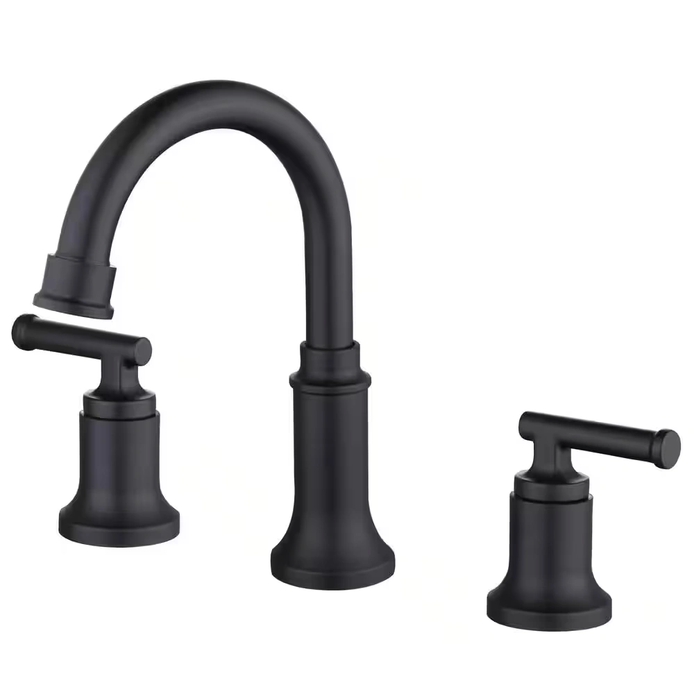 GLACIER BAY Oswell 8 in. Widespread Double-Handle High-Arc Bathroom Faucet in Matte Black