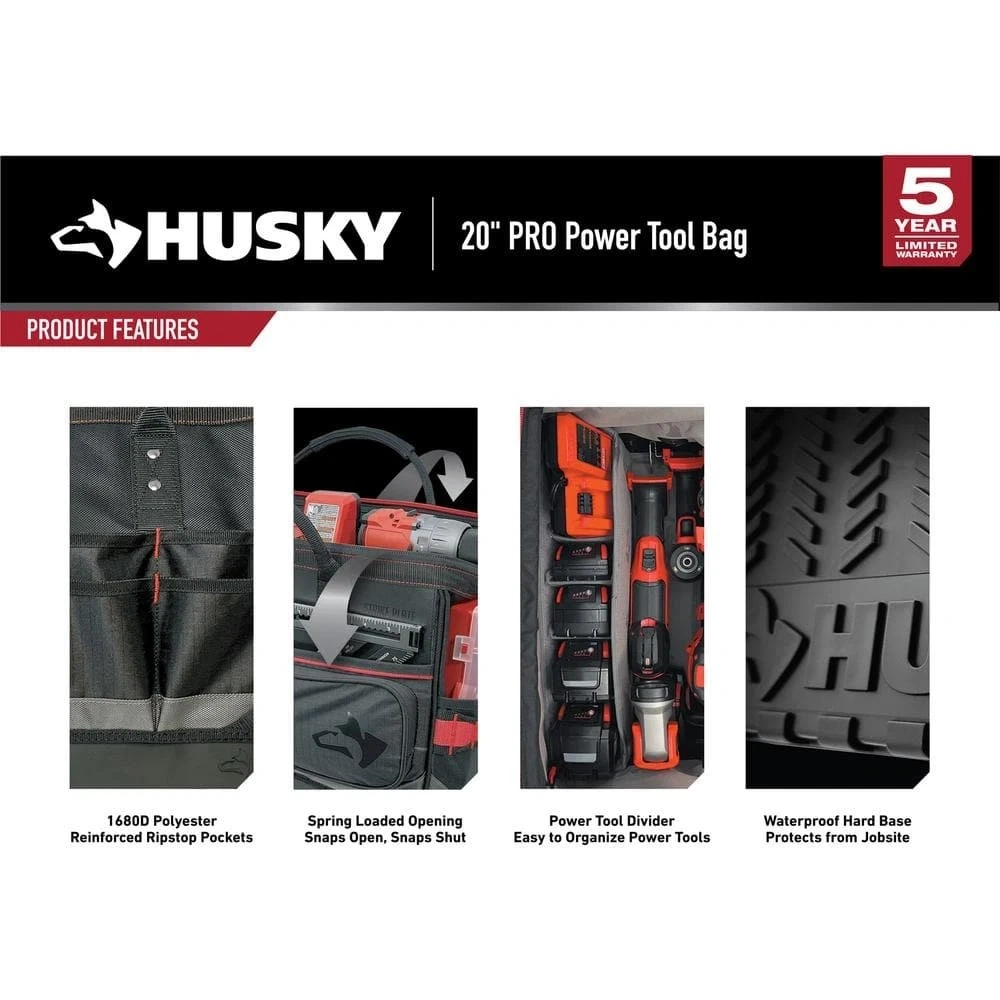 HUSKY Heavy-Duty 20 in. Pro Tool Bag photo 4