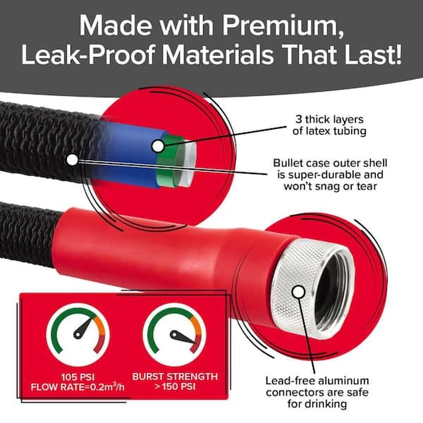 POCKET HOSE Silver Bullet 2.0 Expandable Garden Hose 3/4in x 75ft with Turbo Shot Nozzle photo 4