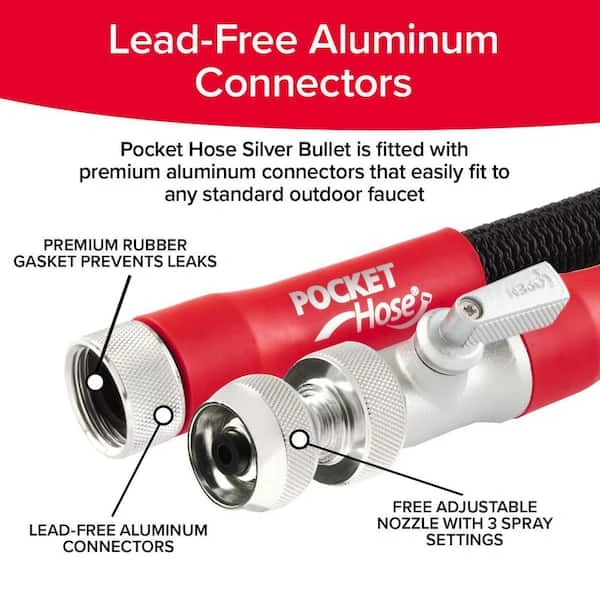 POCKET HOSE Silver Bullet 2.0 Expandable Garden Hose 3/4in x 75ft with Turbo Shot Nozzle photo 5