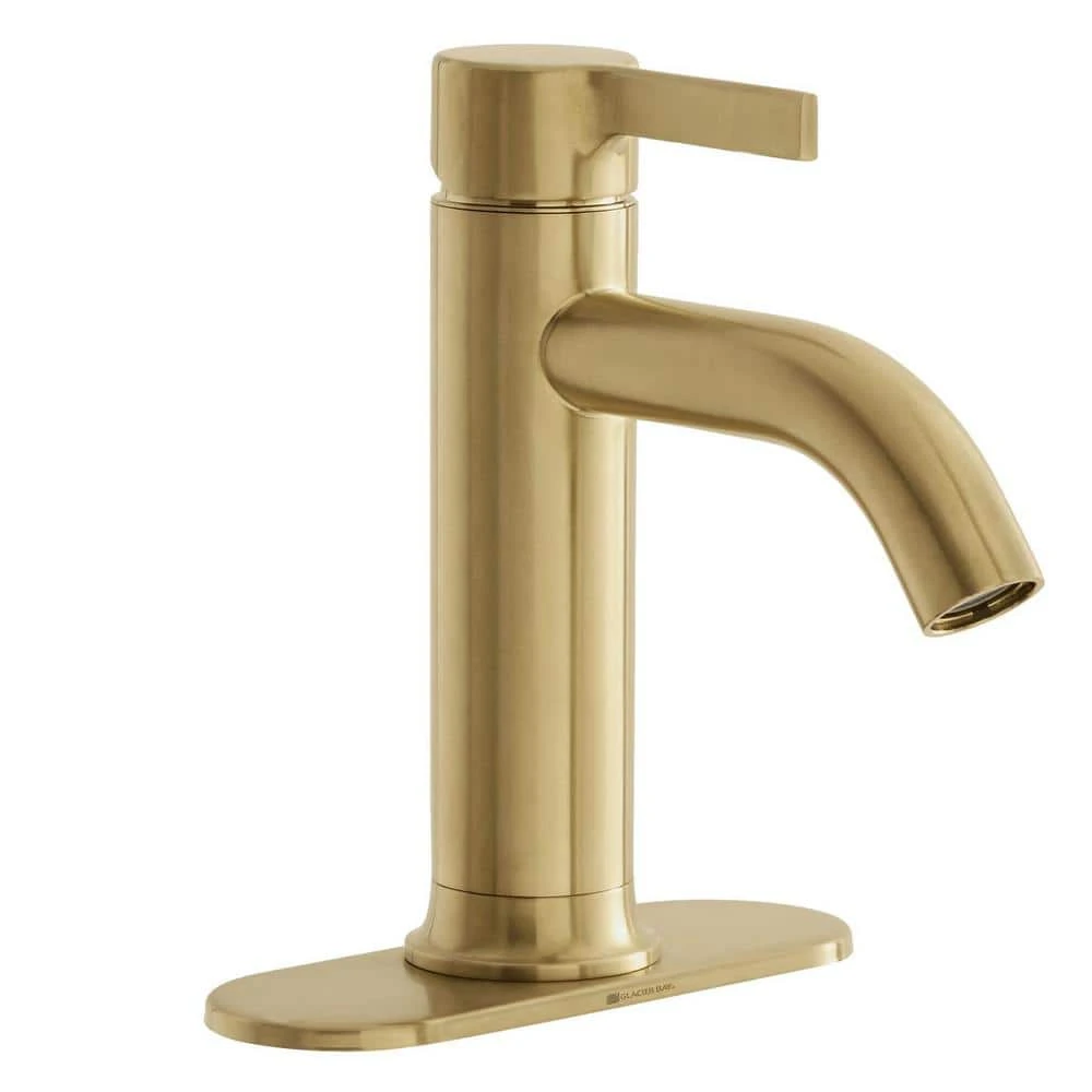 GLACIER BAY Ryden Single Hole Single-Handle Bathroom Faucet in Brushed Gold