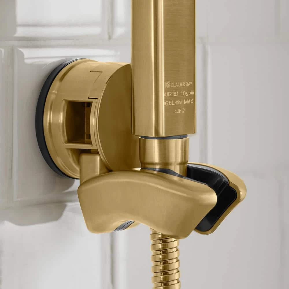 GLACIER BAY Modern 1-Spray 7.9in Dual Tub Wall Mount Fixed and Handheld Shower Heads in Matte Gold photo 2