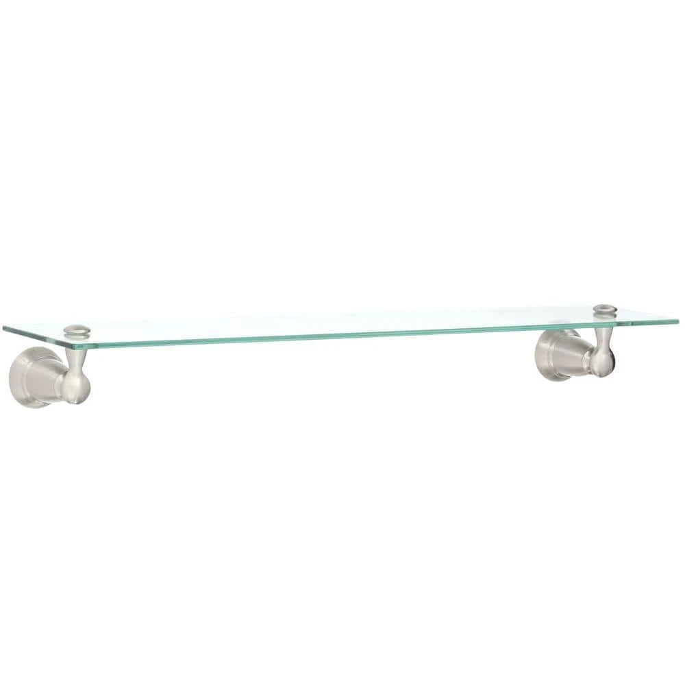 MOEN Banbury Wall-Mount Clear Glass Shelf in Brushed Nickel
