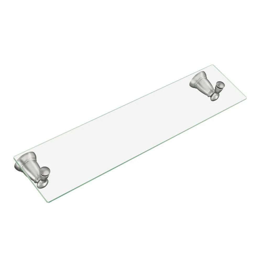 MOEN Banbury Wall-Mount Clear Glass Shelf in Brushed Nickel photo 2