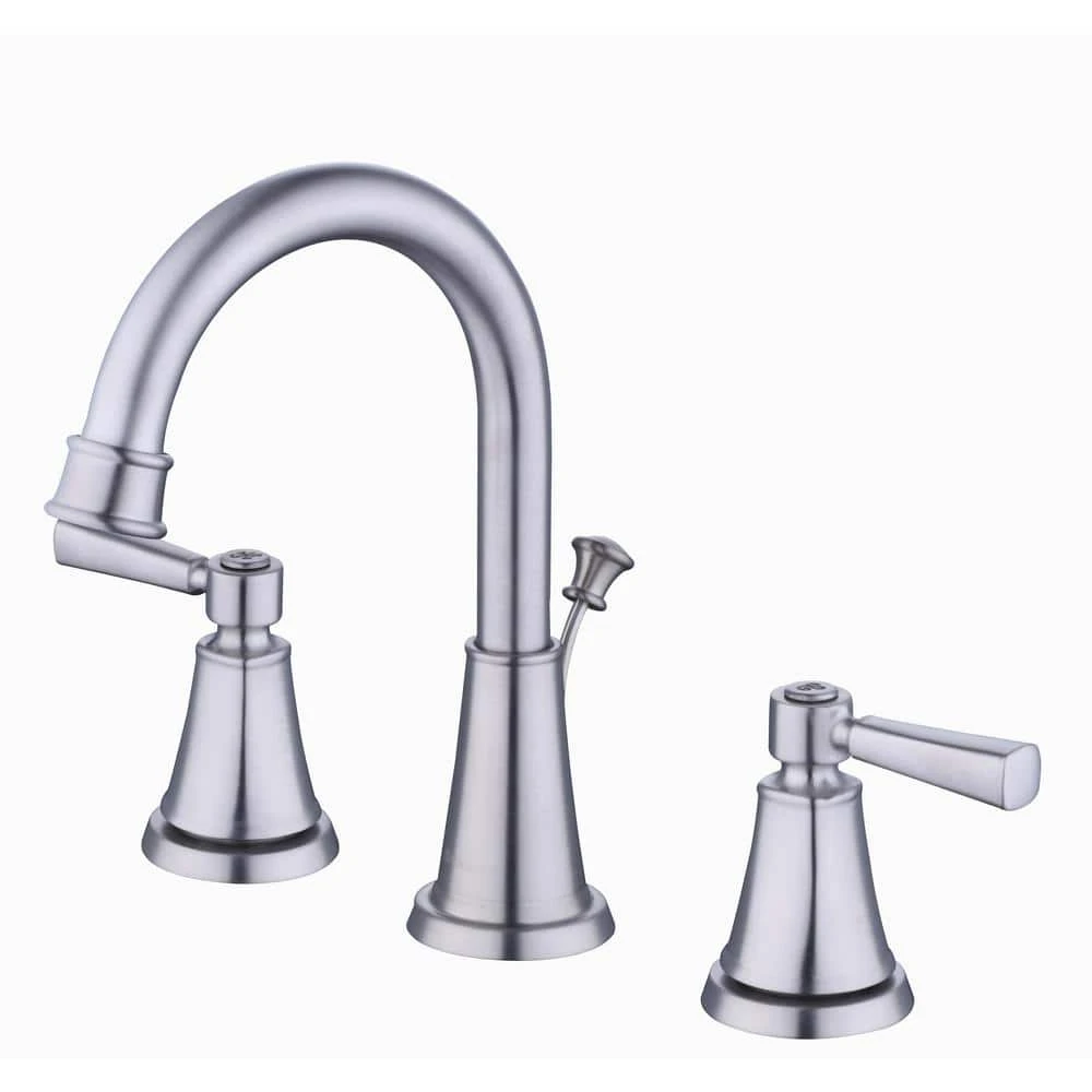 GLACIER BAY Melina 8in Widespread Double-Handle High-Arc Bathroom Faucet in Brushed Nickel