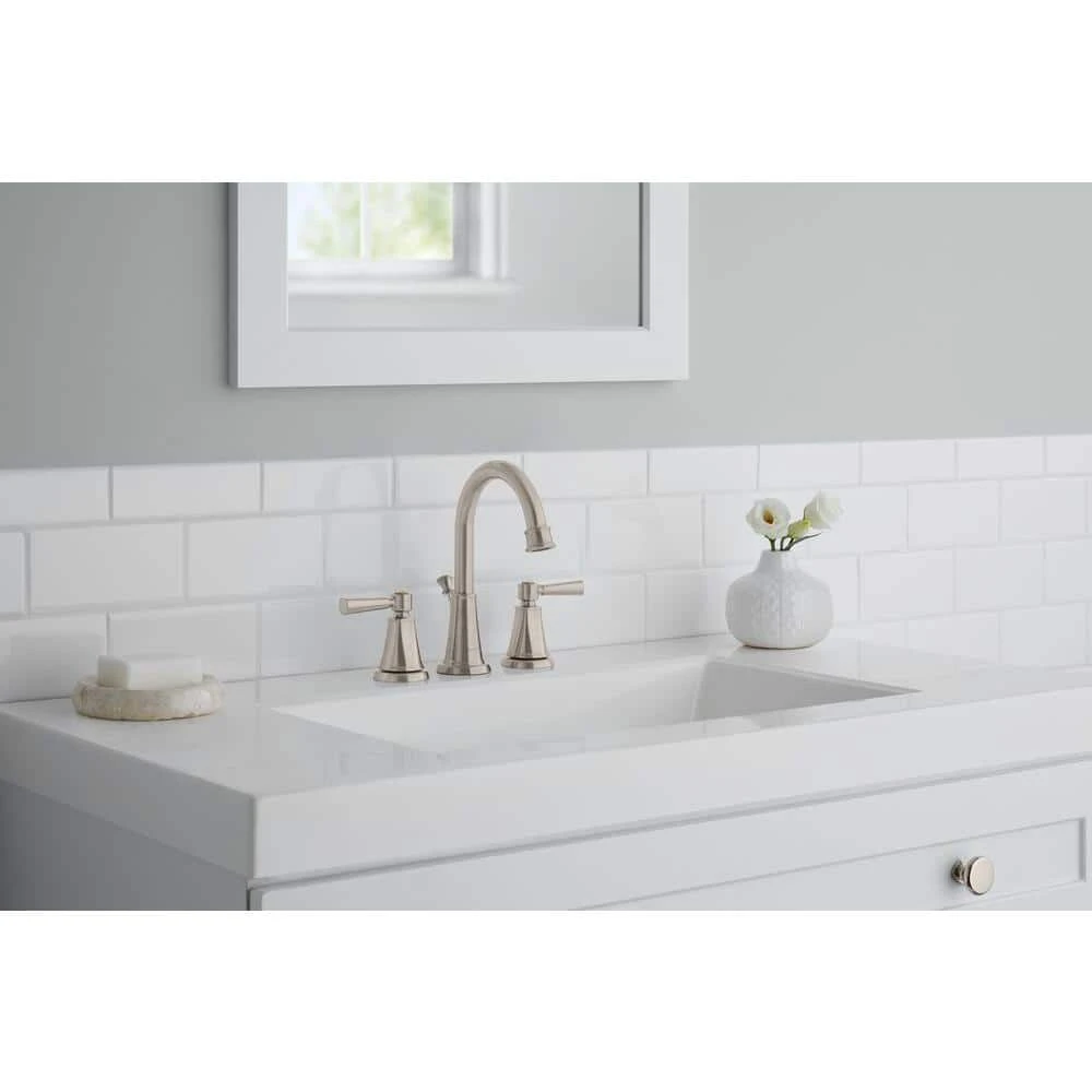 GLACIER BAY Melina 8in Widespread Double-Handle High-Arc Bathroom Faucet in Brushed Nickel photo 2
