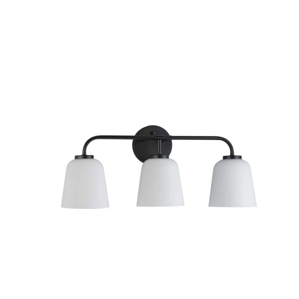 PROGRESS LIGHTING Bredela 23in 3-Light Matte Black Farmhouse Vanity Light photo 2