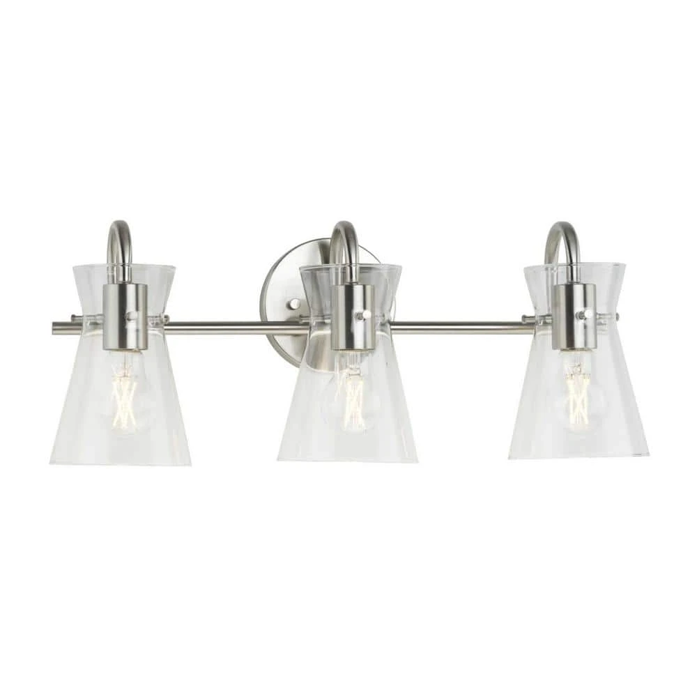 PROGRESS LIGHTING Briosco 21in 3-Light Brushed Nickel Modern Industrial Vanity Light