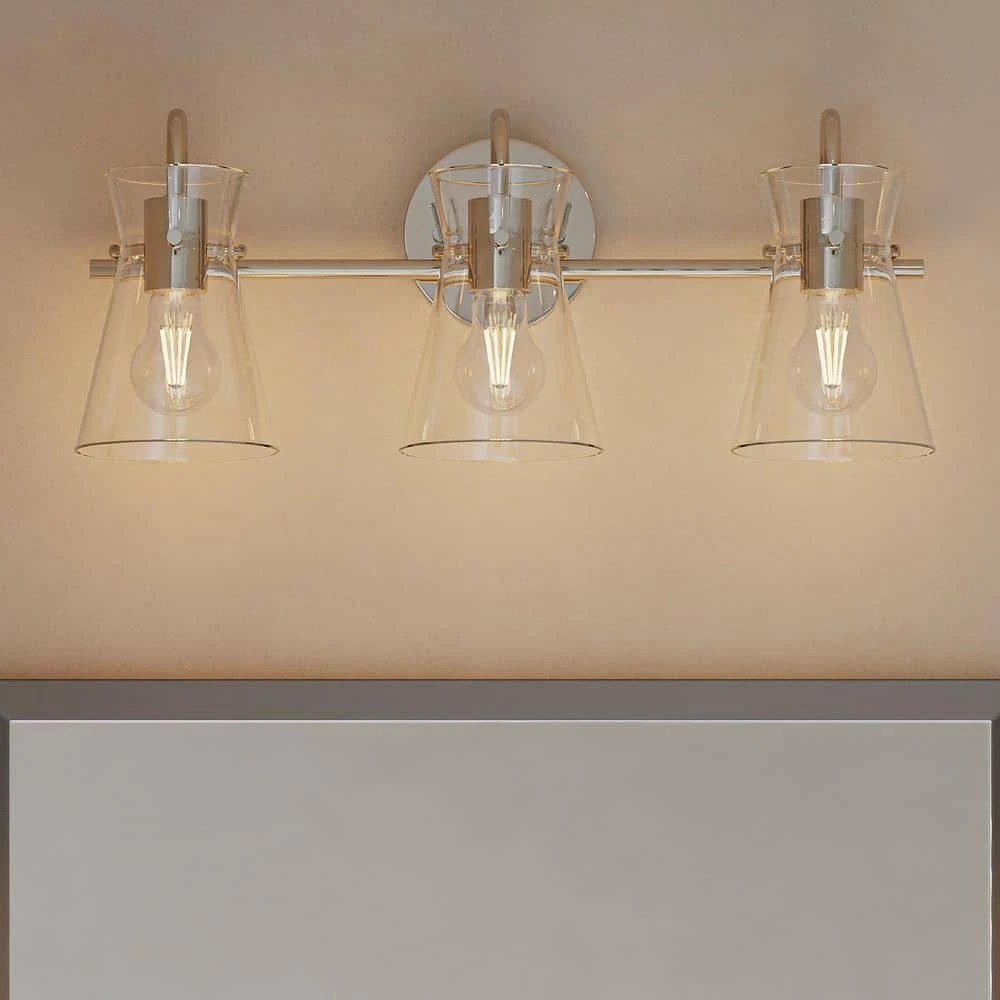 PROGRESS LIGHTING Briosco 21in 3-Light Brushed Nickel Modern Industrial Vanity Light photo 2
