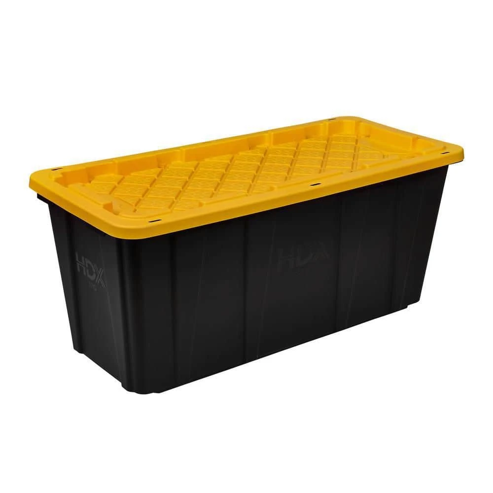 HDX 57 Gal Tough Storage Tote in Black with Lid