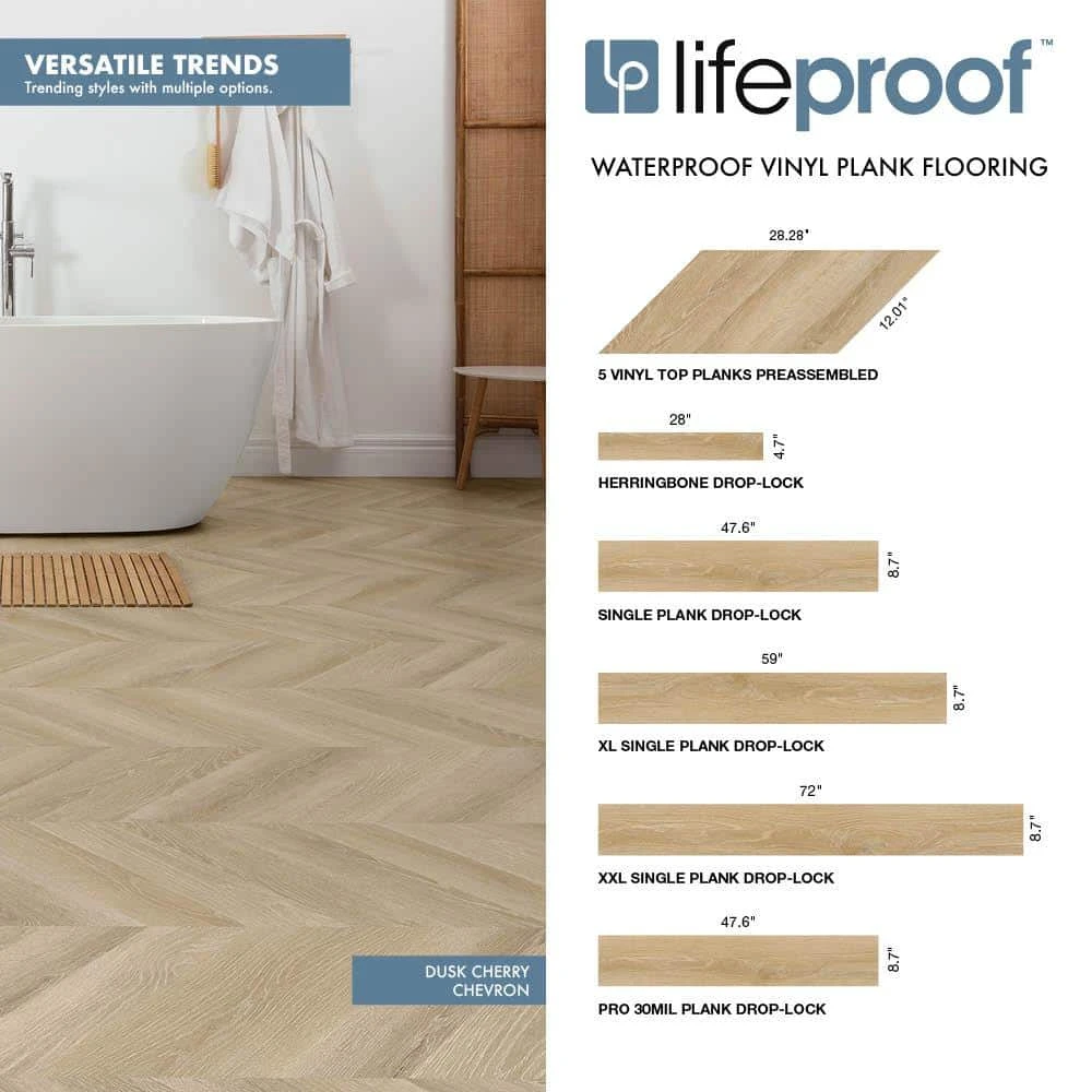 LIFEPROOF Dusk Cherry 6 MIL x 8.7in W x 48in L Click Lock Waterproof Luxury Vinyl Plank Flooring photo 3